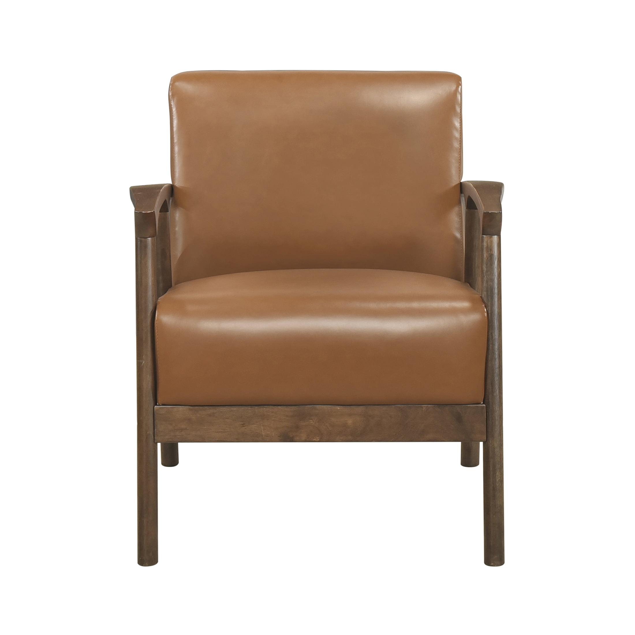 OakvillePark Tresthaven Wood Frame Faux Leather Accent Chair, Brown