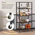 thumbnail image 4 of Costway 2 PCS 5-Tier Folding Shelf Free DIY Design Shelving Unit with 4 Universal Wheels Black, 4 of 10