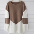 thumbnail image 1 of Women Long Sleeve Crew Neck Pullovers Stitching Color Loose Knitted Sweaters, 1 of 7