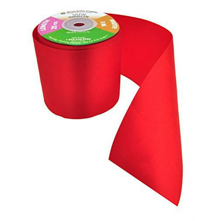 Red Satin Ribbon 3 inch 25 Yard Roll for Gift Wrapping, Weddings, Hair, Dresses, Blanket Edging, Crafts, Bows, Ornaments; by Mandala Crafts, Women's