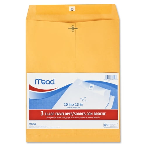 Mead Clasp Envelopes 10"X13" 3/PkgHeavy Kraft
