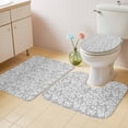 thumbnail image 3 of Leaves Bathroom Rugs Set White Floral Leaf Branch Plant Grey Background Non Slip Absorbent Soft Bath Mats 3 Piece Set with Bathroom Rug, U-Shaped Floor Mat, Toilet Seat Cover Small Size, 3 of 9