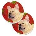 thumbnail image 1 of Carolines Treasures SS4692CARC French Bulldog Flocons de Neige Rouges et Verts Ensemble de Noël de 2 Porte-Gobelets sous-Verre de Voiture, 1 of 1