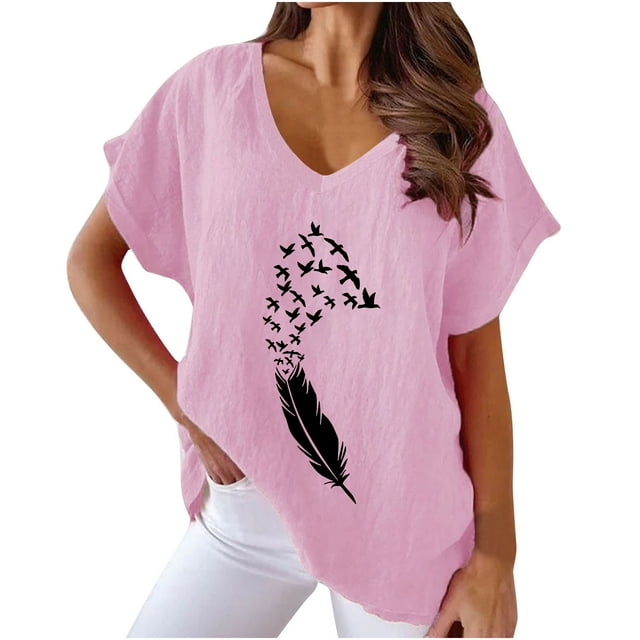 Birdeem T-Shirts à Col en V pour Femmes Mode Confortable Blouses Féminines Hauts