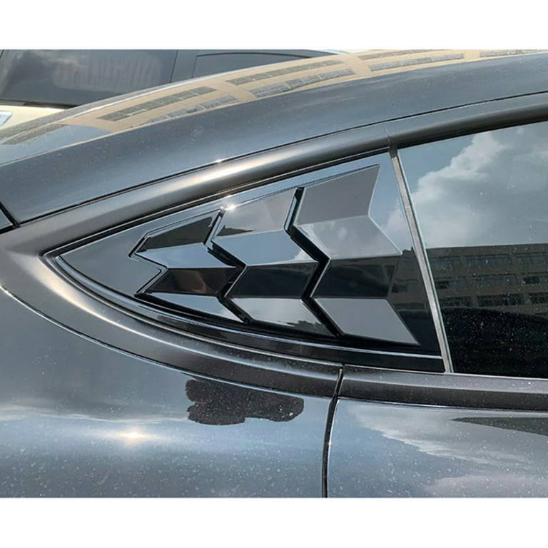 EUBUY Car Rear Side Window Louvers Air Vent Scoop Louvers Triangle Flap Side  Window Vent Cover Decoration Compatible for Tesla Model 3 Carbon Fiber  Black 