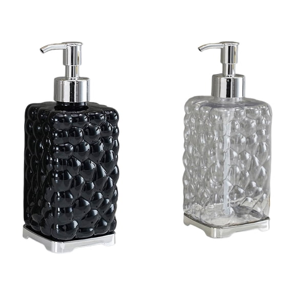 2 Pcs Glass Soap Dispenser with Rust Proof Stainless Steel Pump, Refillable Hand Soap Dispenser with Honeycomb Texture, Premium Bathroom Soap Dispenser for Kitchen & Bathroom, 450ml