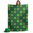 thumbnail image 2 of Throw Blanket Fleece Throw Blanket 50x80in, St. Patrick's Day Rainbow Shamrock Soft Lightweight Bed Blankets Buffalo Plaid Green Theme Fuzzy Couch Blankets for All Season, 2 of 9