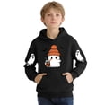 thumbnail image 2 of NEBWOAK Kids Boys Girls Halloween Ghost Print Pullover Hoodie Kangaroo Pocket Long Sleeve Fall Outfit Black,Size 3-4T, 2 of 5