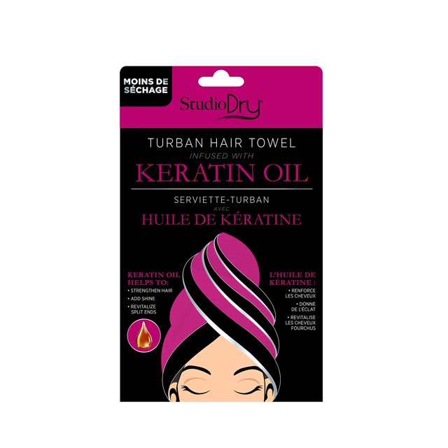 Toalla turbante para el cabello con infusión de aceite de queratina de Studio Dry