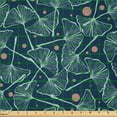 thumbnail image 2 of Ambesonne Nature Fabric by the Yard Microfiber, Ginkgo Biloba Leaves, 5 Yards, Mint Green Dried Rose, 2 of 4