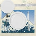 thumbnail image 3 of Ambesonne Japanese Wave Place Mats Set of 4, Ocean Wind Art, Standard Size, Teal Blue White, 3 of 6
