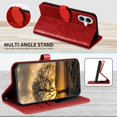 thumbnail image 6 of Case for iPhone 16 Plus Wallet Case, iPhone 16 Plus Case Leather with Strap Card Holder Magnetic Kickstand Shockproof Protective Case for iPhone 16 Plus 6.7 inch Life Tree Red, 6 of 14