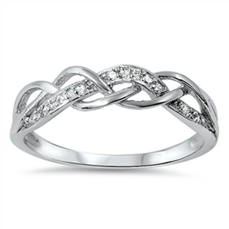 CHOOSE YOUR COLOR Infinity Knot White CZ Promise Ring New .925 Sterling Silver