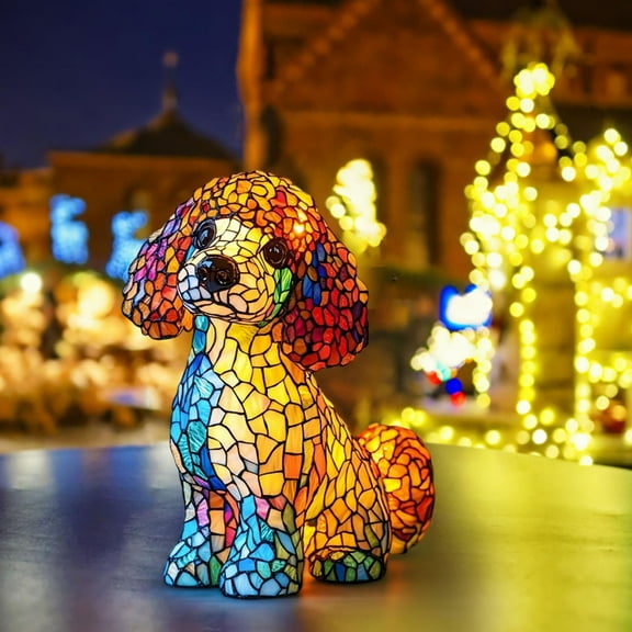 Sales Today Clearance Stained Resin Poodle Night Light, USB LED Dog Table Lamp Series, Cute Pet Themed Art Lights, Crafts Home Decorations, Fun Gift for Kids on Clearance