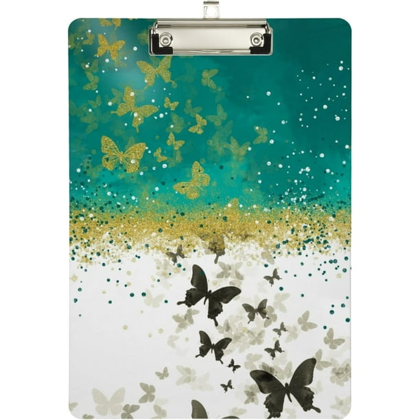 ZHANZZK GoldBlack Butterfly Turquoise Clipboard Hardboard Wood Nursing