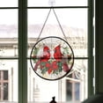 thumbnail image 3 of Christmas Gift - Cardinals Green Wreath Berrie Red Bird Christmas Stained Glass Hanging Ornament - Evergreen Holiday Tree Decoration, Gift for Family & Friends, 3 of 3