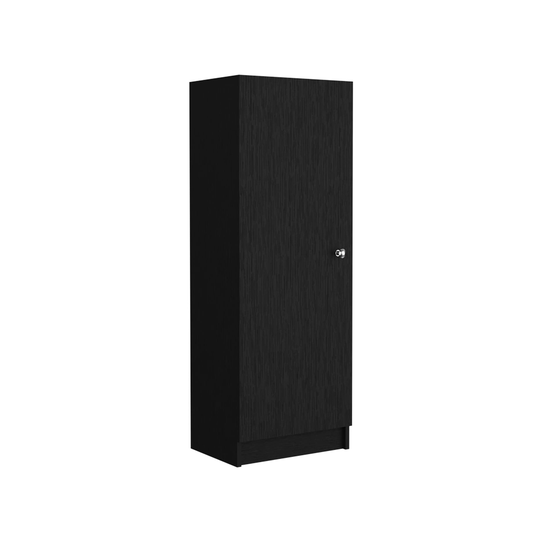 47" H Kitchen Pantry, Black One Door Cabinet With Four Interior Shelves, 16.51 In. Width, Space Efficient For Everywhere, Easy To Assemble Pantry Height, 12.28 Depth, Saving Kitchen, Bedroom,