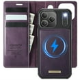 thumbnail image 2 of CaseMe Wallet Case for iPhone 17 Pro Max Compatible with Magsafe, 2-in-1 PU Leather【RFID Blocking】Flip Card Holder Stand Shockproof Magnetic Detachable Cover for iPhone 17 Pro Max 6.9",Purple, 2 of 10