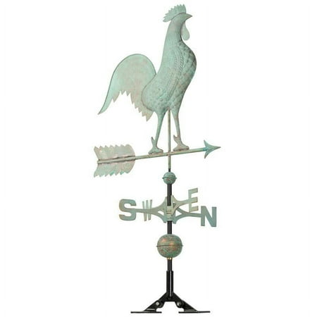 Copper Rooster Weathervane - Verdigris