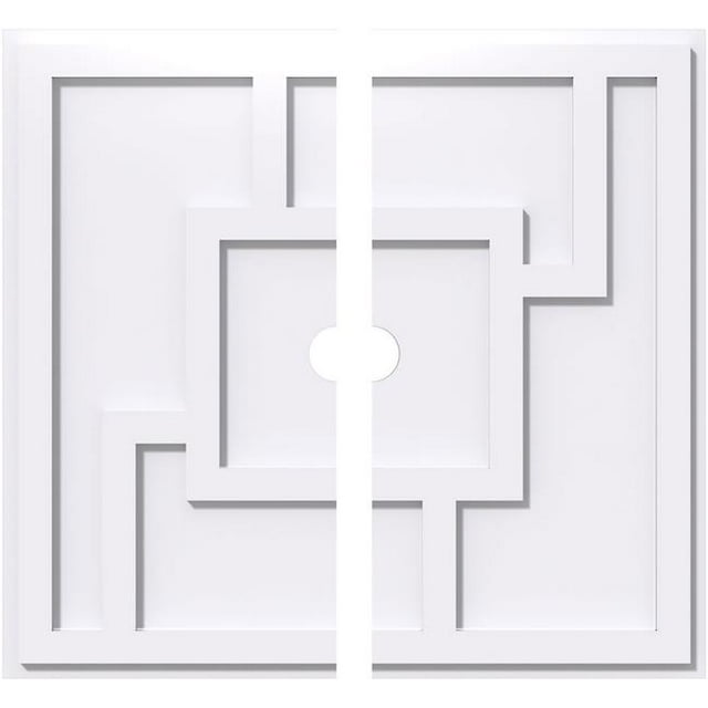 Ekena Millwork CMP22KX2-02000 22 in. OD x 2 in. ID Square Knox Architectural Grade PVC Contemporary Ceiling Medallion - 2 Piece