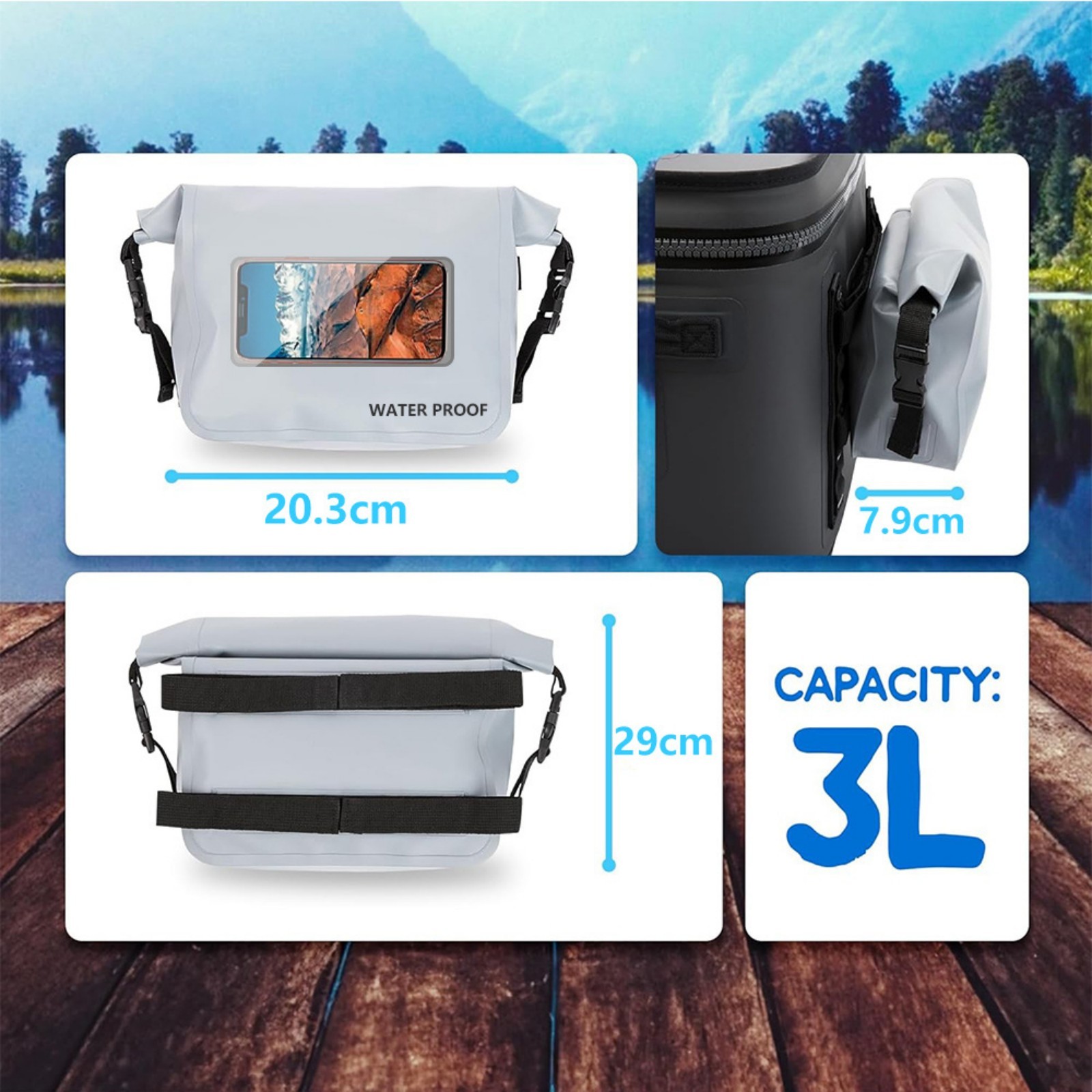 Large Capacity Lightweight PVC Dry Bag Casual Crossbody Bags For Hiking Beach Trip And Water Sports Gears Protecting