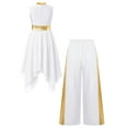 thumbnail image 2 of Aislor Girls Sleeveless Praise Dance Dress Metallic Gold Liturgical Worship Tunic with Wide Leg Pants Set White 14, 2 of 7
