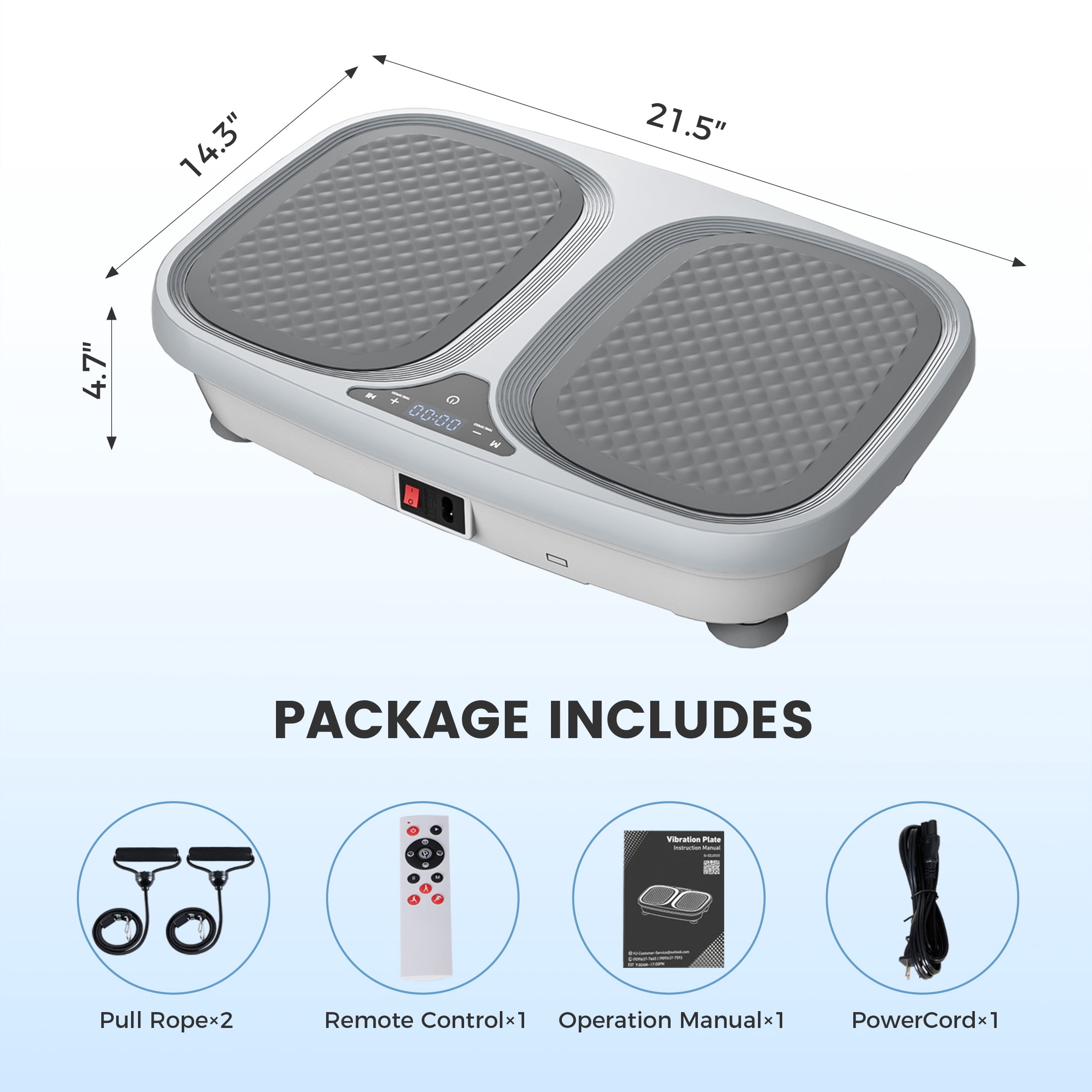 Gianna Vibration Plate Exercise Machine, Whole Body Fitness Platform for Home Gym, Weight Loss and Toning, Gray