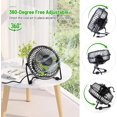 thumbnail image 3 of 5.7 Inch (Approx. 14.5 cm) Mini High-Speed Personal Desk Fan, 4 Blades, Adjustable 360Â° Head Tilt, Durable Metal Construction, Great for Home, Dorm Room, Bedroom or Office, Black, 3 of 8