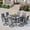 Gray, variant on 9-Piece Outdoor Dining Set for 8 with Adjustable Umbrella Hole & 8 Swivel Chairs, Square Iron Table & Weather-Resistant Design for Patio, Deck, Backyard, Poolside (Gray/Brown/Blue)