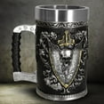 thumbnail image 2 of Viking Warrior Skull Beer Mug, Baroque Pattern Nordic Beer Stein, Stainless Steel Viking Cups for Men and Father’s Day Gift 600ml, 2 of 9