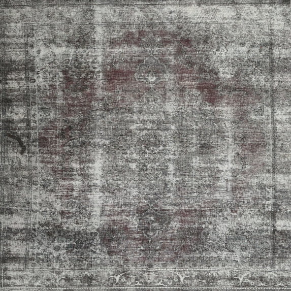 Ahgly Company Machine Washable Indoor Square Contemporary Dark Goldray Area Rugs, 5' Square
