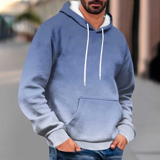 Dolkfu Sudadera con capucha para hombre en degradado, sudadera ancha y casual con bolsillo tipo canguro, sudadera de otoño con capucha para hombre M