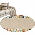 Colored Rings Small Round Rug 3Ft Abstract Retro Colorful Ring Linen ...