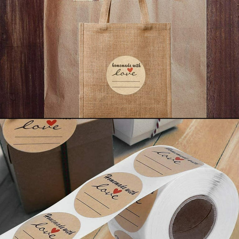 500pcs Roll Homemade With Love Stickers Kraft Paper Jam And Jelly Jar  Canning Labels With Lines For Writing Mason Jars Labels For Baked Packaging  Cookie Bags Crafts Organizing Food
