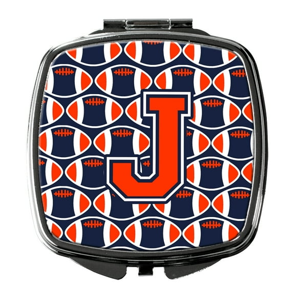 Letter J Football Orange Blue and white Compact Mirror CJ1066-JSCM
