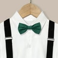 thumbnail image 6 of AOMPMSDX Boys Outfits Set Kids Boys Summer British Style Short Sleeved Shirt Suspenders Shorts Bow Tie 4Pc Children Performance Suit Dark Green 3 -4, 6 of 6
