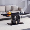 thumbnail image 3 of Modern Coffee Table for Living Room, Luxury Faux Marble Desktop Rectangular Center Table Tea Table for Home Office Reception Waiting Area, 47.24''D x 25.59''W X 18.11''H, 3 of 10