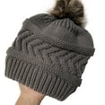 thumbnail image 4 of beishanbush Hats Women Solid Stitching Outdoor Plush Hats Crochet Knit Beanie Cap Peaked Cap Dark Gray, 4 of 5