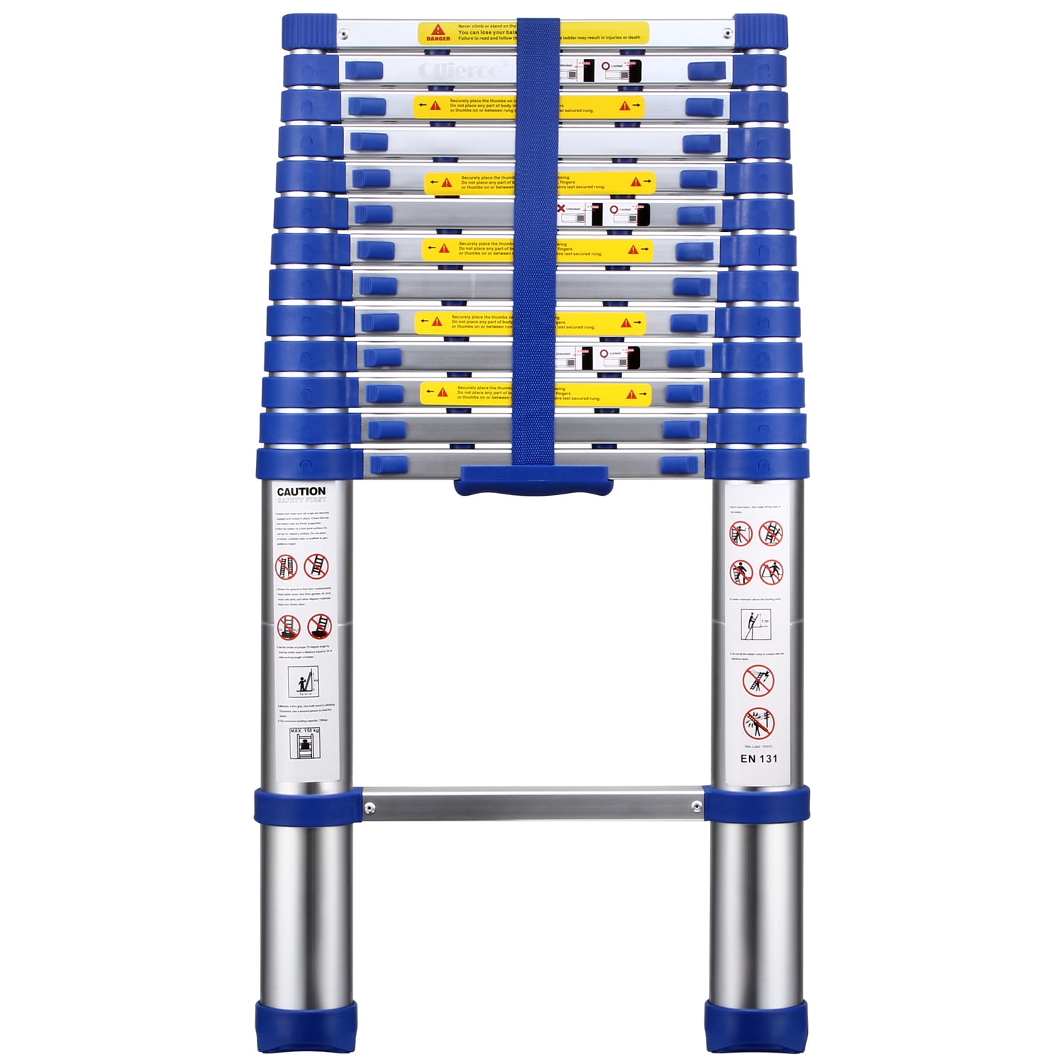 13.5ft Aluminum Telescopic Loft Extension Multi-Purpose Ladder Anti-Slip Treads 