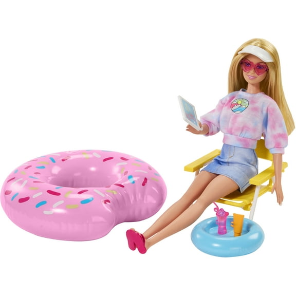Barbie Accessories, Doll House Furniture and Decor, Pool Day Story Starter Pieces with Donut Floatie