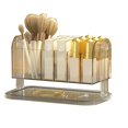 thumbnail image 1 of Organizador de cosméticos con múltiples ranuras para lápiz labial, brochas de maquillaje, lápiz de cejas, aretes, transparente., 1 of 12