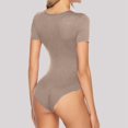 thumbnail image 3 of 2DXuixsh Combinaison pour Femmes Combinaison Basse Ronde Décontractée Confort Col Manches Courtes Aguichant Couleur Unie Mode Grande Taille pour Femmes Courbes Kaki Taille G, 3 of 6