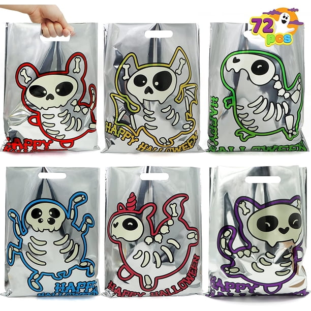 60 Pcs Halloween Ziplock Treat Bags With Handles - Pumpkin Ghost Design, Resealable Goodie Bags For Trick Or Treat