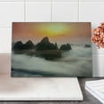 thumbnail image 2 of Mountain Cutting Board, Chinese Mountains with Mist Clouds Horizon Sunset Dreamlike Surreal Picture, Decorative Tempered Glass Cutting and Serving Board, Small Size, Orange Brown, by Ambesonne, 2 of 5