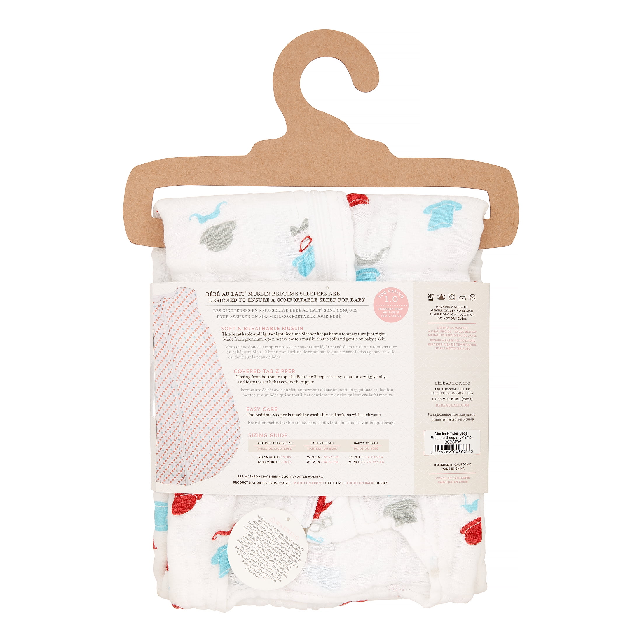 Bebe Au Lait Bedtime Sleepers Muslin Bowler 6 12 Months Walmart Com Walmart Com