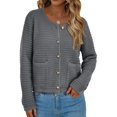 thumbnail image 3 of Cardigan de Punto PRETTYGARDEN con Botones Gris Talle S, 3 of 8