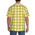 thumbnail image 3 of Balery Yellow Checkboard Camisa Casual de Manga Corta con Botones para Hombre, Texturizada, Estilo Cubano, para Playa, Verano-4X-Large, 3 of 5