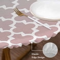 thumbnail image 4 of Morocco Trellis Round Fitted Table Cover Abstract Geometric Grey Pink Ombre Waterproof Table Cloth with Elastic Edge Wipeable Tablecloth for Picnic Camping Party Fits 55"-60" Diameter, 4 of 8