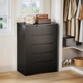 thumbnail image 3 of 6 Drawer Dresser, Modern Wooden Storage Chest with Embedded Handles, Anti-Tip Safety Device, Black Finish Bedroom Organizer for Living Room Kids Room, 3 of 9