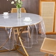 thumbnail image 4 of Clear Round Plastic Tablecloth Protector Waterproof Oil-Resistant PVC Stain-Resistant Wipeable Table Cover for 60 Inch Round Table, 4 of 5